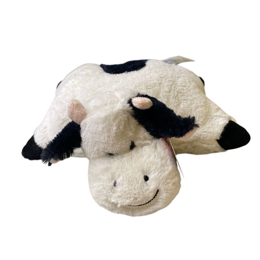 Hugfun Cow Plush Pillow Stuffed Animal Black White Farmhouse Toy Soft Kids Farm